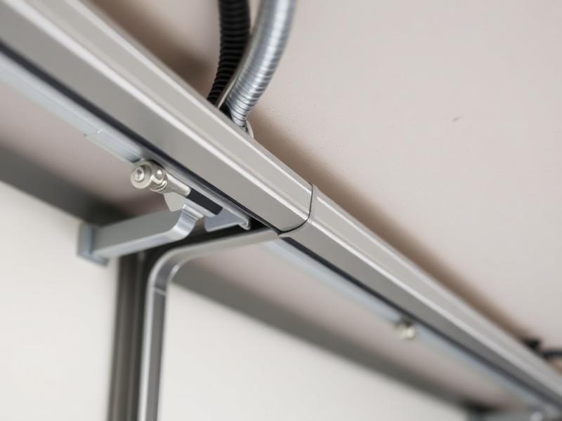 Close-up of garage door track showing proper alignment with rollers