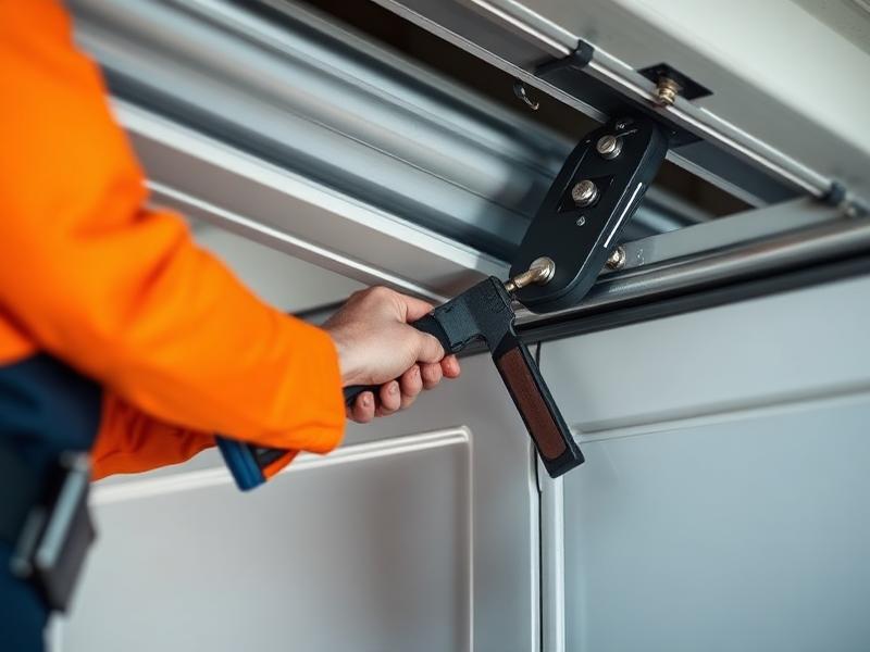 Installation service - garage door technician at work