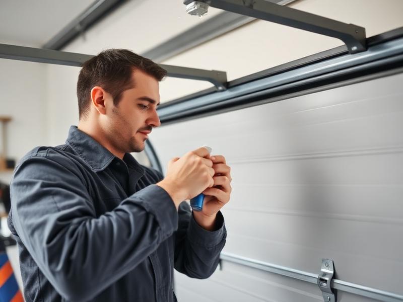 Maintenance service - garage door technician at work